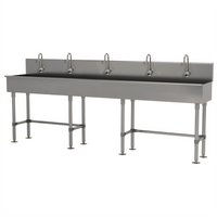 Advance Tabco 5-Station Multiwash Freestanding Hand Wash Sink with Electronic Faucets, 100 Inch Wide