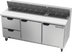 Thumbnail image #1 for Beverage-Air 72-Inch Three-Section Sandwich Top Refrigerated Prep Table with 18-Pan Opening, 2 Drawers, 2 Doors and Cutting Board