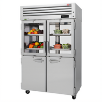 Turbo Air PRO Series Pass-Thru Two-Section Reach-In Refrigerator with Half Glass and Solid Doors