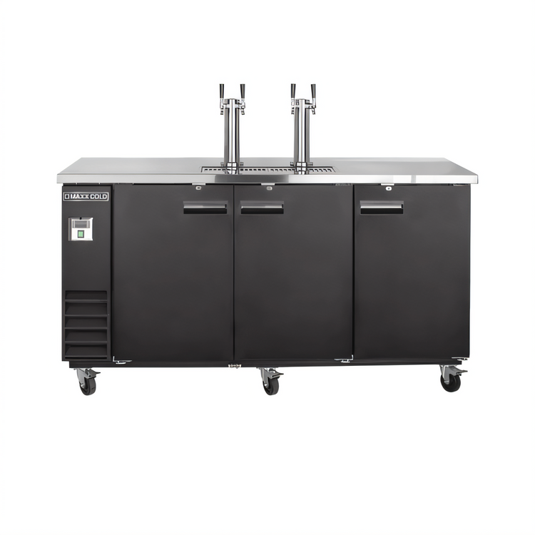 Product image #1 for Maxx Cold X-Series Flat-Top Commercial Keg Cooler with Dual Draft Towers, 4 Faucets, and 3-Keg Capacity