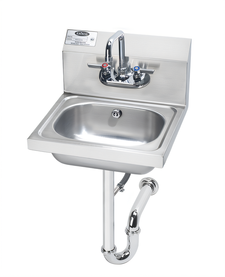 Product image #1 for Krowne Wall-Mounted Stainless Steel Hand Sink with Gooseneck Faucet and Backsplash