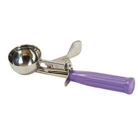 Winco #20 Stainless Steel Ice Cream Disher with Purple Plastic Thumb Press Handle, 2 oz