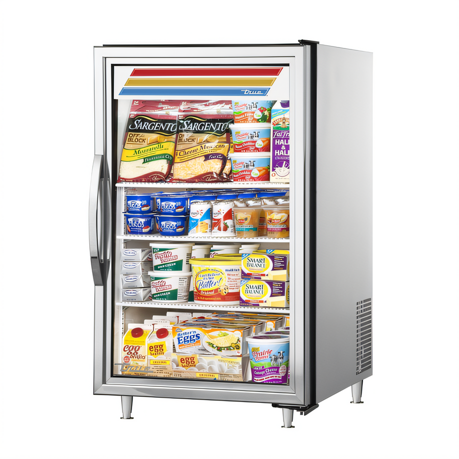 Product image #1 for True 24-Inch Countertop Glass Door Refrigerated Merchandiser, 3 Shelves, Stainless Steel
