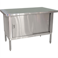 Omcan USA 72-Inch Enclosed Stainless Steel Work Table with Sliding Door Cabinet Base