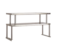 Double-Tier Stainless Steel Food Table Overshelf, 62-7/16-Inch x 12-Inch, For 4-Well Hot & Cold Food Units
