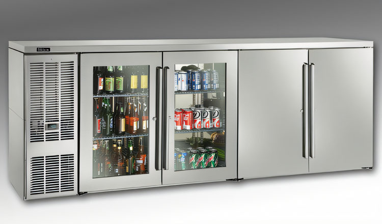 Product image #1 for Perlick BBSN92 Four-Section Narrow Door Self-Contained Side-Mounted Back Bar Refrigerator, 92-Inch Wide