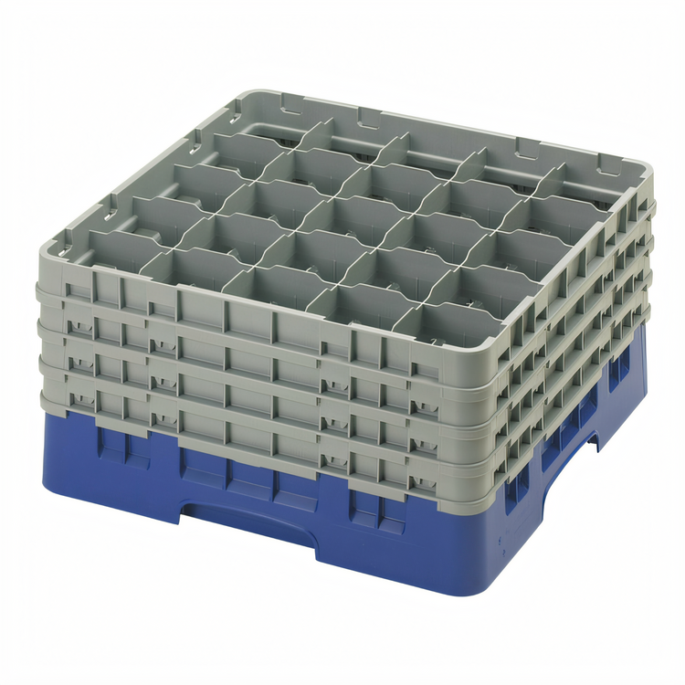 Product image #2 for Cambro Camrack Full Size Low-Profile 25-Compartment Glass Rack with 4 Soft Gray Extenders, Navy Blue
