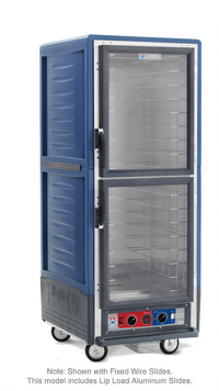 Metro C5 3 Series Mobile Full-Height Heated Holding & Proofing Cabinet with Blue Insulation Armour, Dutch Clear Doors, 35-Pan Capacity