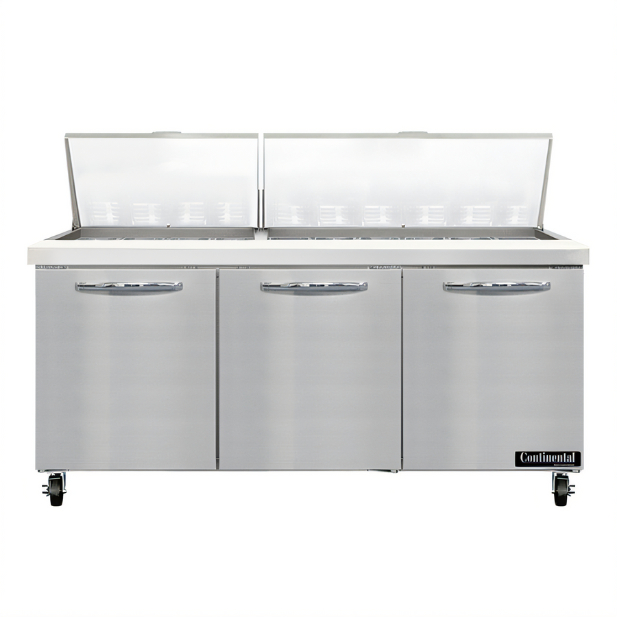 Product image #1 for Continental Refrigerator SW72N30M 72 Inch Mighty Top 3-Section Sandwich Prep Refrigerator