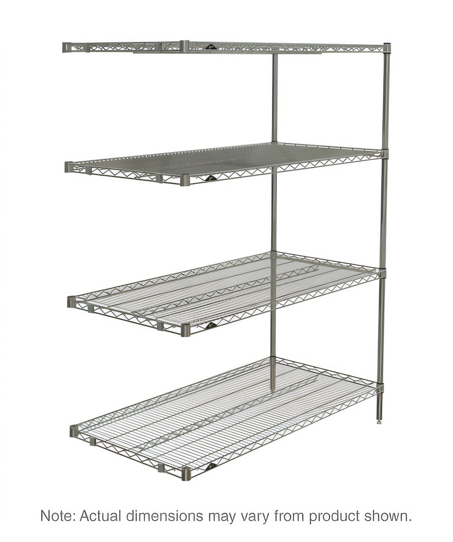 Product image #1 for Metro Super Erecta Add-On Wire Shelving Unit, 30"W x 24"D x 63"H, 4 Shelves, Zinc Finish