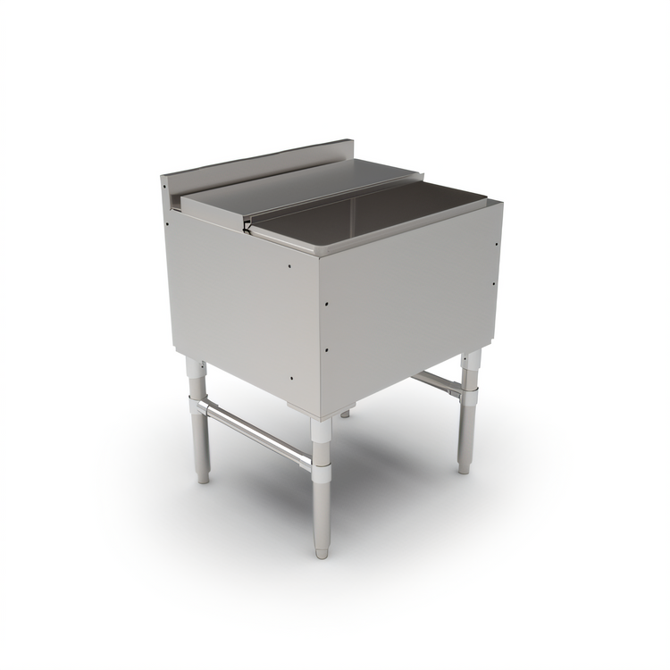 Product image #1 for John Boos 24-Inch x 21-Inch Stainless Steel Underbar Ice Bin/Cocktail Unit with Sliding Lid