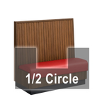 Thumbnail image #1 for ATSMFG ATS AT&S-AHC-KR42-BB GR6 Karender Half Circle Booth, single, 48" x 90" x 48" long x 42" high, Beadboard back, Upholstery and foam fitted over