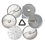 Thumbnail image #1 for Eurodib USA Dito Sama 650113 Food Processor Disc Set with 2, 5 & 10 mm Slicing, 2 mm Grating, 4 x 4 mm Shredding and 10 x 10 mm Dicing