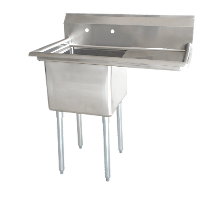 Product image #1 for Omcan USA 1-Compartment Pot Sink with Right-Hand Drainboard and Galvanized Legs
