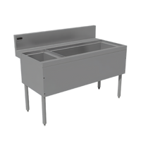 Advance Tabco Prestige Supreme 42-Inch Stainless Steel Bar Ice Bin with Left Bottle Storage Rack and 7-Inch Backsplash, No Cold Plate