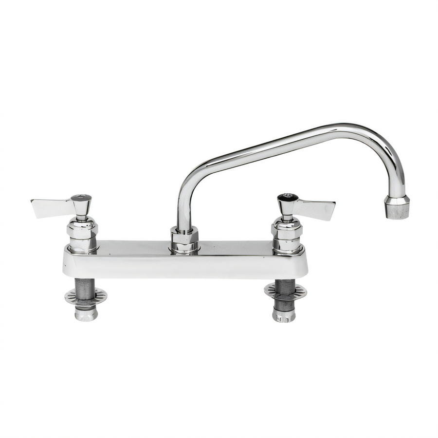 Product image #1 for Fisher Stainless Steel 8-Inch Centers Deck-Mount Manual Faucet with 10-Inch Swing Spout and Lever Handles