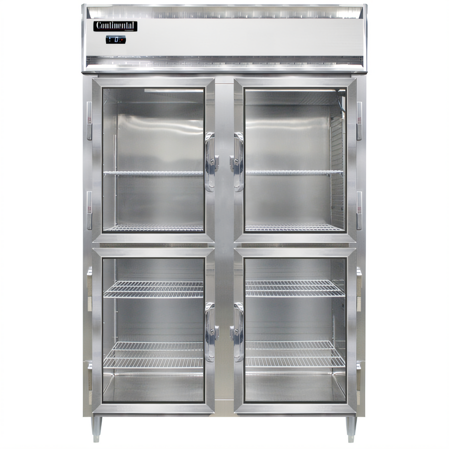 Product image #1 for Continental Refrigerator D2FNSAGDHD Designer Line Two-Section Standard Depth Display Reach-In Freezer with Half-Height Glass Doors