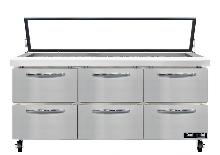 Product image #1 for Mighty Top SW72N30M-HGL-D 72" Three-Section Sandwich Unit with Hinged Glass Lid