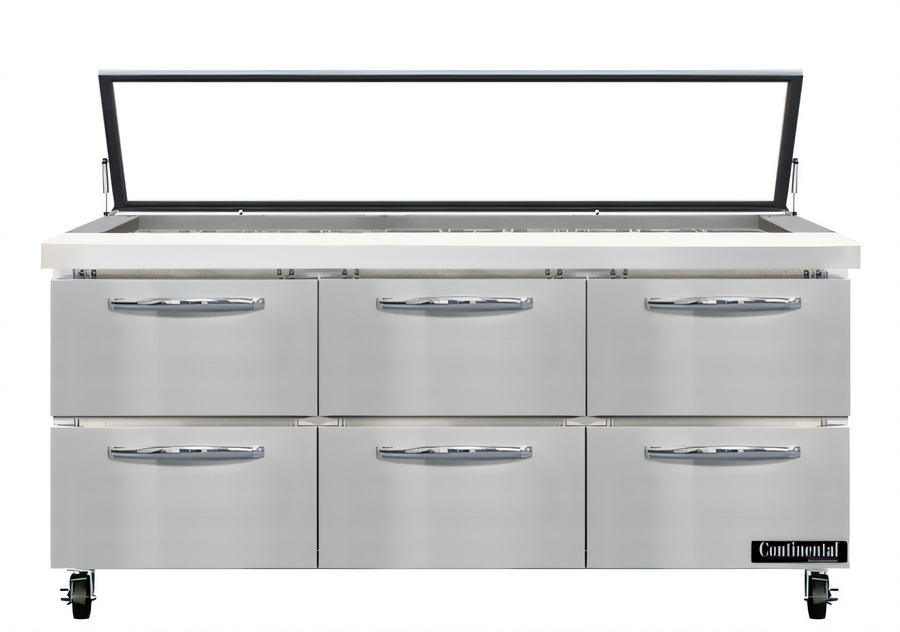 Product image #1 for Mighty Top SW72N30M-HGL-D 72" Three-Section Sandwich Unit with Hinged Glass Lid