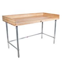 John Boos DNB06 Baker's Top Wood Work Table with Galvanized Base, 120 x 24 Inches