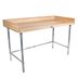Thumbnail image #1 for John Boos DNB06 Baker's Top Wood Work Table with Galvanized Base, 120 x 24 Inches