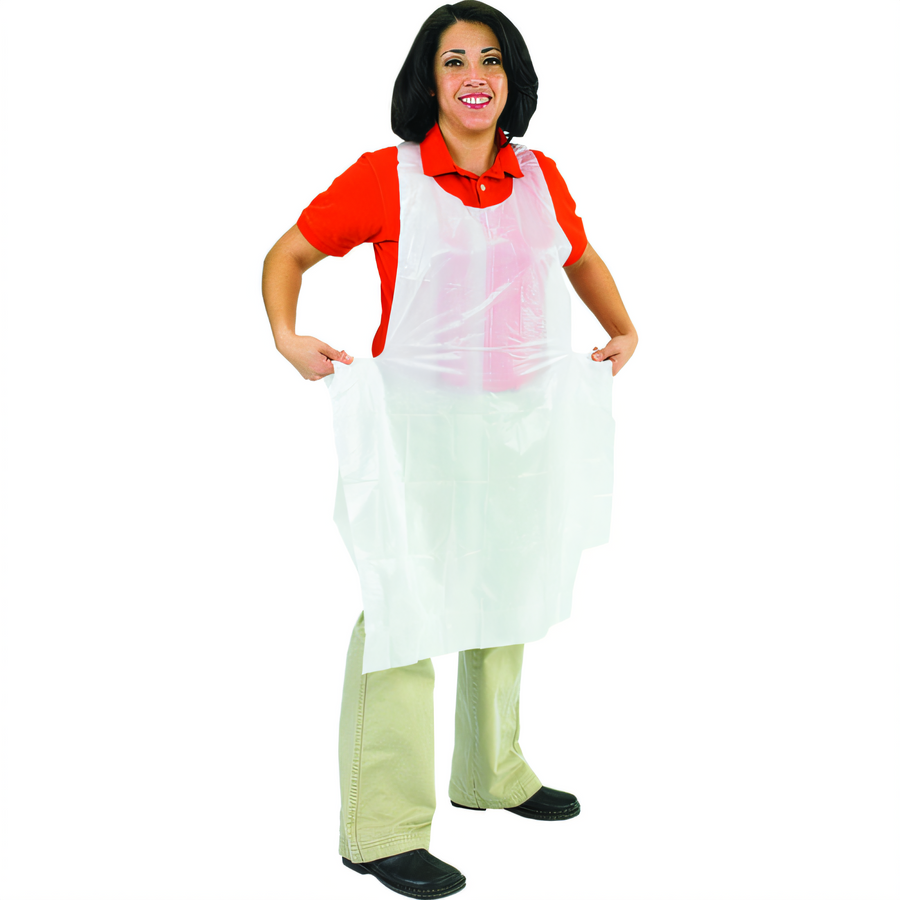 Product image #1 for San Jamar Disposable White Polyethylene Bib Apron, 28 x 46 Inches
