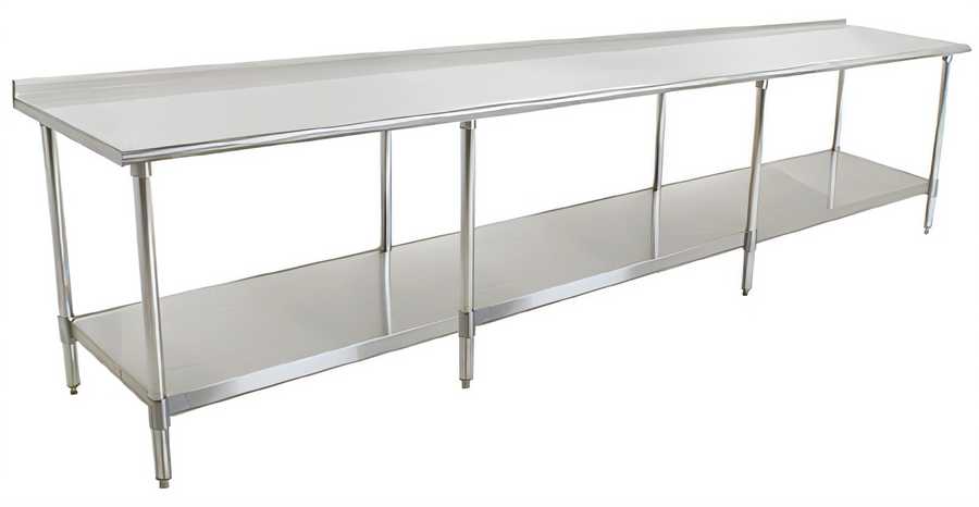 Product image #1 for Eagle Spec-Master 120-Inch x 36-Inch Stainless Steel Work Table with 1-1/2-Inch Rear Up-Turn and Adjustable Undershelf