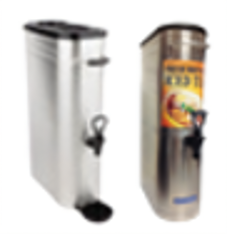 Product image #1 for Narrow 4-Gallon Stainless Steel Iced Tea Dispenser with Portable Handles and No-Drip Faucet