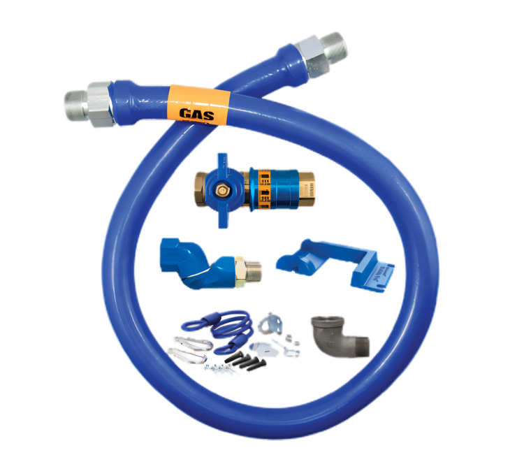 Product image #1 for Dormont Blue Hose 3/4-Inch ID x 72-Inch Moveable Gas Connector Deluxe Kit with Swivel MAX and Safety Quik