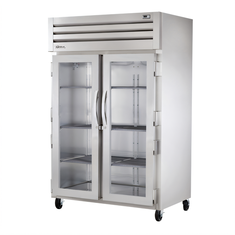 Product image #1 for True SPEC SERIES Two-Section Reach-In Heated Holding Cabinet with 2 Glass Doors and 6 Chrome Shelves