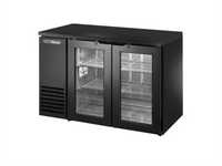True 48-Inch Two-Section Back Bar Cooler with Glass Doors and Left-Side Condensing Unit