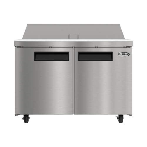 Product image #1 for KoolMore 47-Inch Commercial 2-Door Salad and Sandwich Prep Table with 12-Pan Top and 14 Cu. Ft. Refrigerated Base