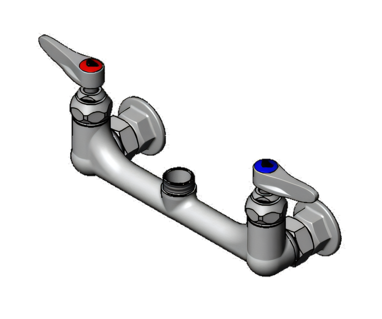 Product image #1 for T&S Brass B-0330-LN Wall-Mount Pre-Rinse Mixing Faucet Body, Less Nozzle, 8-Inch Adjustable Centers