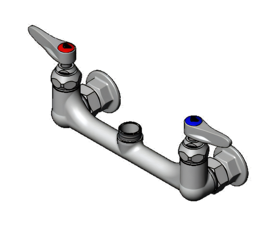 Product image #1 for T&S Brass B-0330-LN Wall-Mount Pre-Rinse Mixing Faucet Body, Less Nozzle, 8-Inch Adjustable Centers