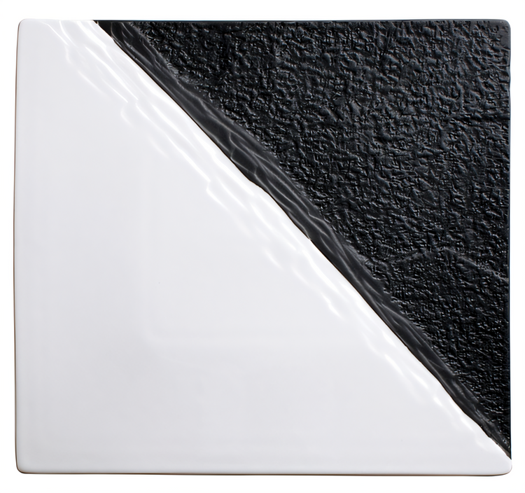 Product image #1 for Winco Ardesia 11-Inch Square Porcelain Platter, Dual-Texture, Black and White