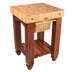 Thumbnail image #1 for John Boos American Heritage Gathering Block Butcher Block Work Table with 4-Inch End Grain Maple Top and Wicker Basket, 25 x 24 x 36 Inches