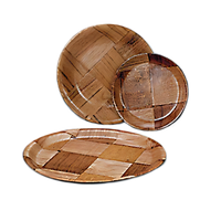 10-Inch Woven Wood Round Plate, Keyaki Wood