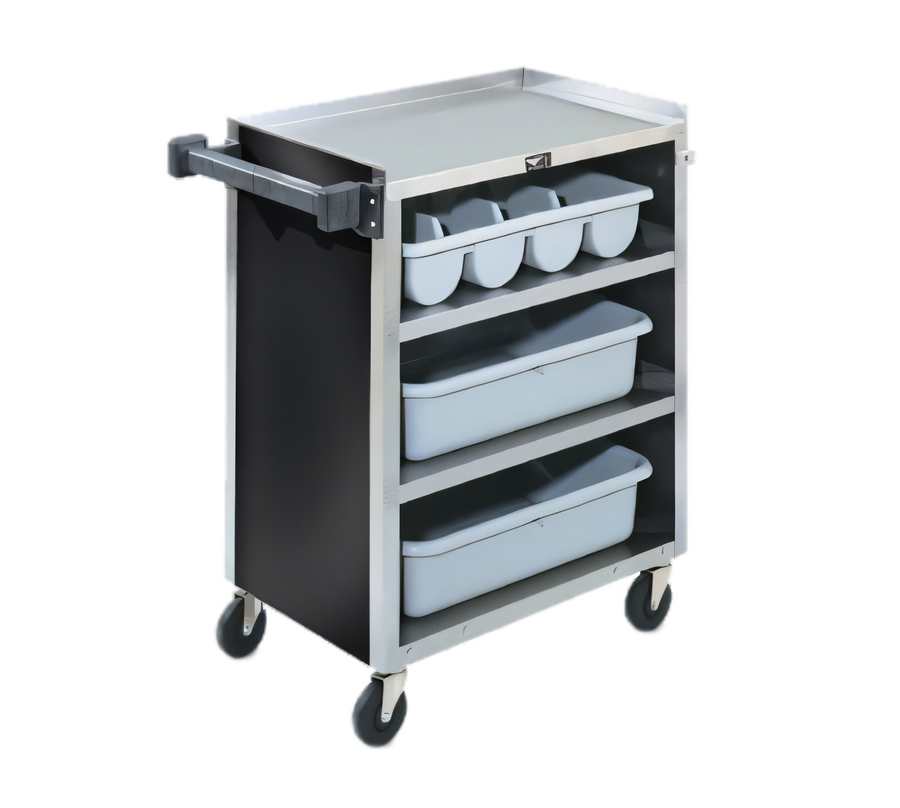 Product image #1 for Vollrath 97180 4-Shelf Stainless Steel Bussing Cart, 300 lb. Capacity, Black Vinyl Finish