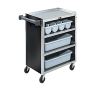 Vollrath 97180 4-Shelf Stainless Steel Bussing Cart, 300 lb. Capacity, Black Vinyl Finish