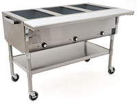 Eagle Group 51-Inch Portable Electric Hot Food Table with 3 Dry Wells, Open Base, and Cutting Board