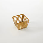 Thumbnail image #1 for American Metalcraft LFRYG44 Square Stainless Steel Serving Basket, Laser-Cut, Gold Finish, 4 x 4 x 3 Inches Case of 48