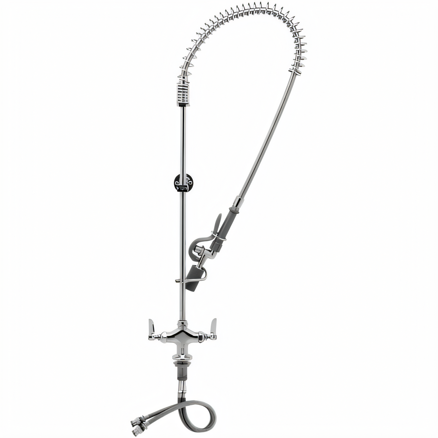 Product image #1 for T&S Brass EasyInstall Single-Hole Deck Mount Pre-Rinse Unit with Spring-Action Gooseneck and 0.65 GPM Spray Valve