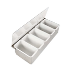 Thumbnail image #1 for Crestware SCD5 5-Compartment Condiment Dispenser with Inserts, Stainless Steel Frame, Clear Plexiglas Case Case of 16