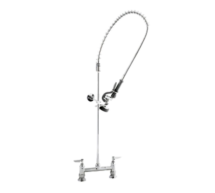 Product image #1 for EasyInstall Deck-Mount Pre-Rinse Unit with Spring-Action Gooseneck, 8-Inch Adjustable Centers, 24-Inch Riser, and 44-Inch Hose