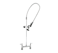 EasyInstall Deck-Mount Pre-Rinse Unit with Spring-Action Gooseneck, 8-Inch Adjustable Centers, 24-Inch Riser, and 44-Inch Hose
