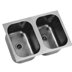 Thumbnail image #1 for Eagle Group FDI-16-19-13.5-2 Two-Compartment Weld-In Sink, 16 x 20 x 13-1/2 Inch Bowls, 18-Gauge 304 Stainless Steel