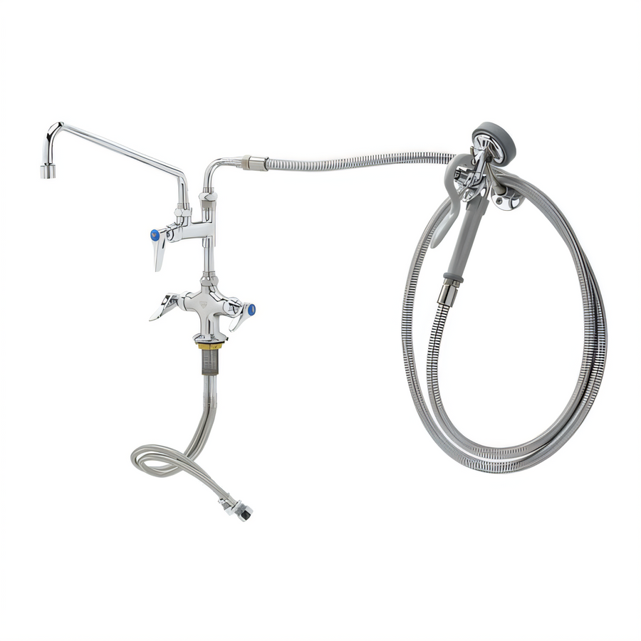 Product image #1 for T&S Brass Single-Hole Deck-Mount Pantry Mixing Faucet with 12-Inch Swing Nozzle and Spray Unit