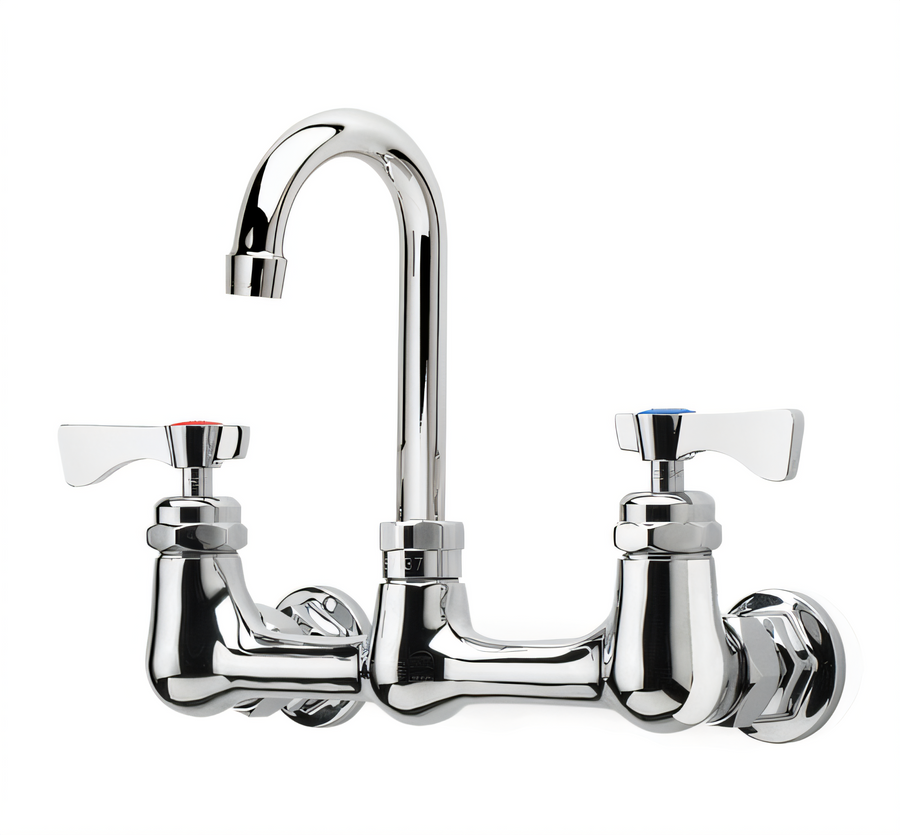 Product image #1 for Krowne Royal Series Splash-Mounted Commercial Faucet with 8-Inch Centers and 6-Inch Gooseneck Spout