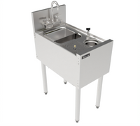 Perlick Top Shelf Series 14-Inch Underbar Prep Sink with Sink Bowl, Glass Rinser, and Tool Well Faucet