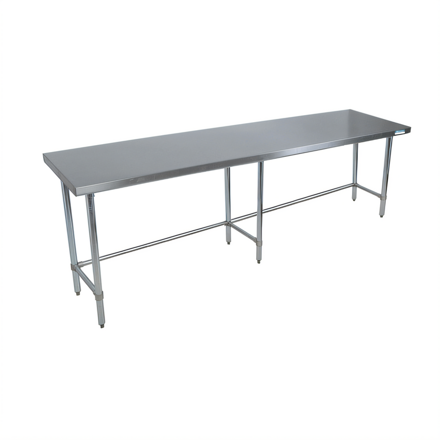 Product image #1 for BK Resources 96" x 30" Open Base Flat Top Stainless Steel Work Table with Galvanized Legs